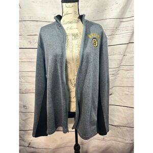 NHL Boston Bruins Womens XL Full Zip Jacket Heather Gray Black Fleece Mock Neck